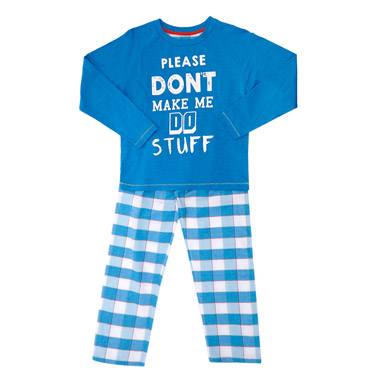 Boys Slogan Check Pyjamas